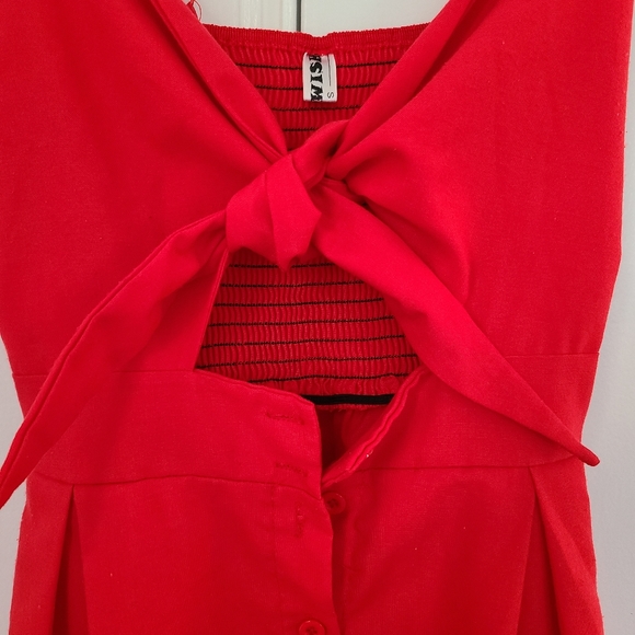 Women Dress  Tie Front V-Neck Spaghetti Strap Button Down - Picture 13 of 16